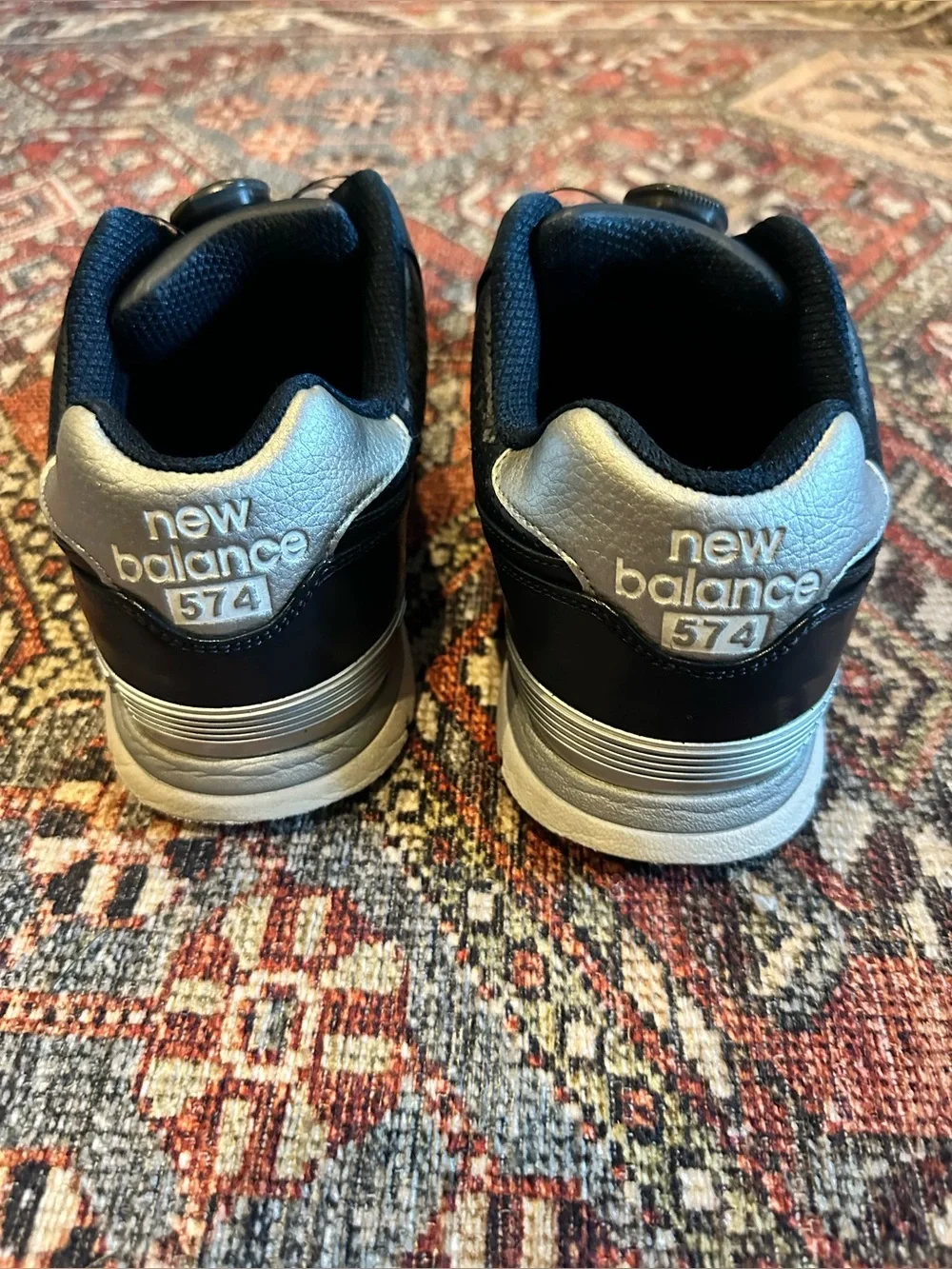 New Balance 574 Spikeless Golf Shoes Black/Silver Men's Size 8.5